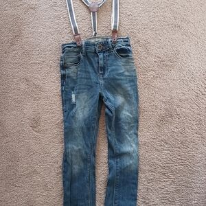 Kids Blue Jeans with Suspenders